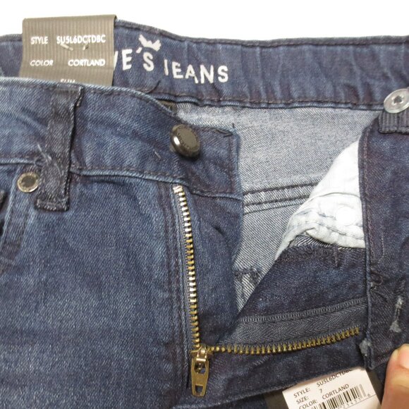 NWT STEVE’S JEANS boys DARK DENIM stretch SLIM FIT retro EMBROIDERED blue SIZE 7 - Picture 7 of 14